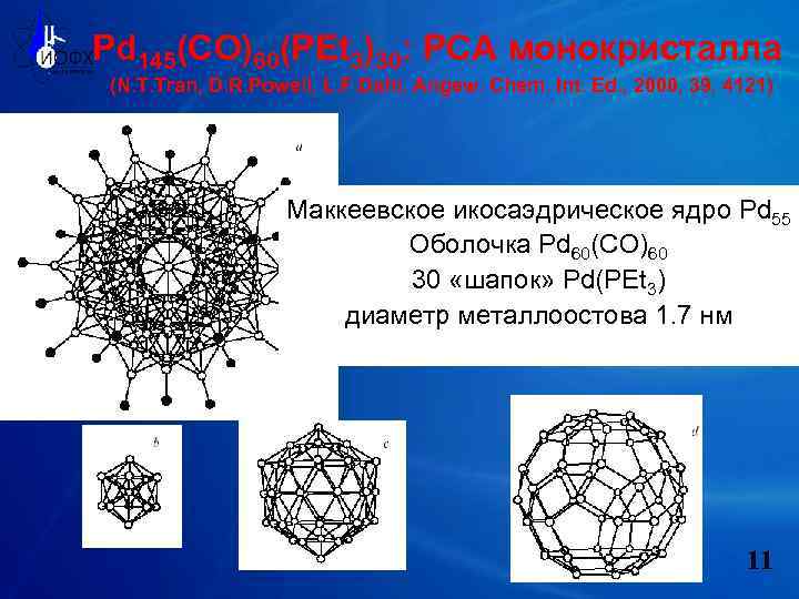 Pd 145(CO)60(PEt 3)30: РСА монокристалла (N. T. Tran, D. R. Powell, L. F. Dahl,