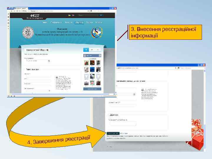 3. Внесення реєстраційної інформації еєстрації ня р 4. Завершен 