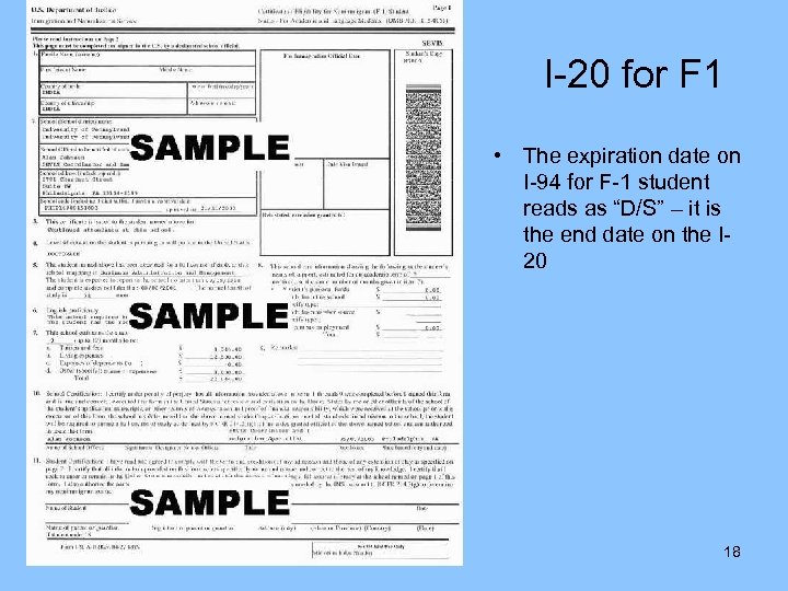 I-20 for F 1 • The expiration date on I-94 for F-1 student reads