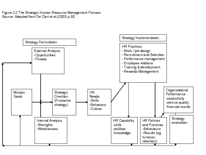 Figure 2. 2 The Strategic Human Resource Management Process Source: Adapted from De Cieri