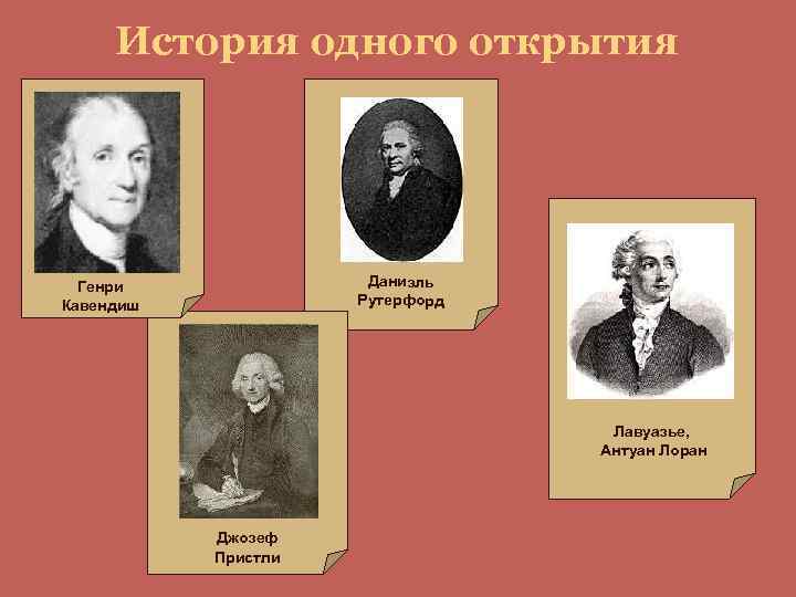 История одного открытия Даниэль Рутерфорд Генри Кавендиш Лавуазье, Антуан Лоран Джозеф Пристли 