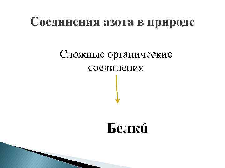 Соединения азота в природе Сложные органические соединения Белкú 