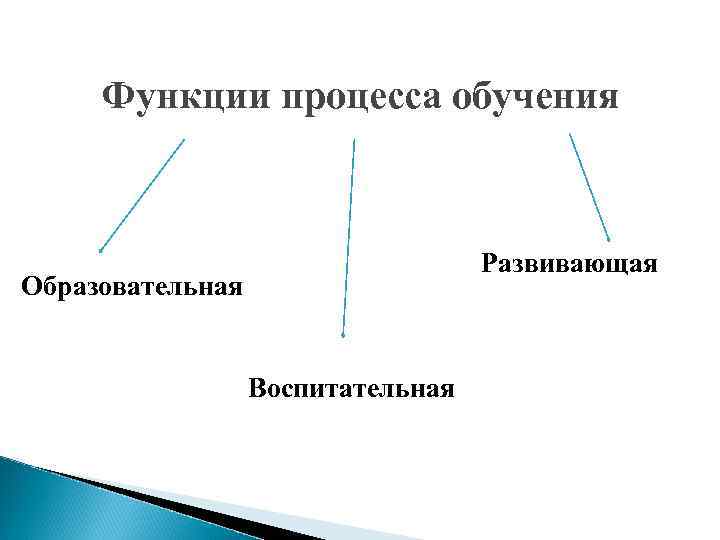 Функции процесса обучения Развивающая Образовательная Воспитательная 