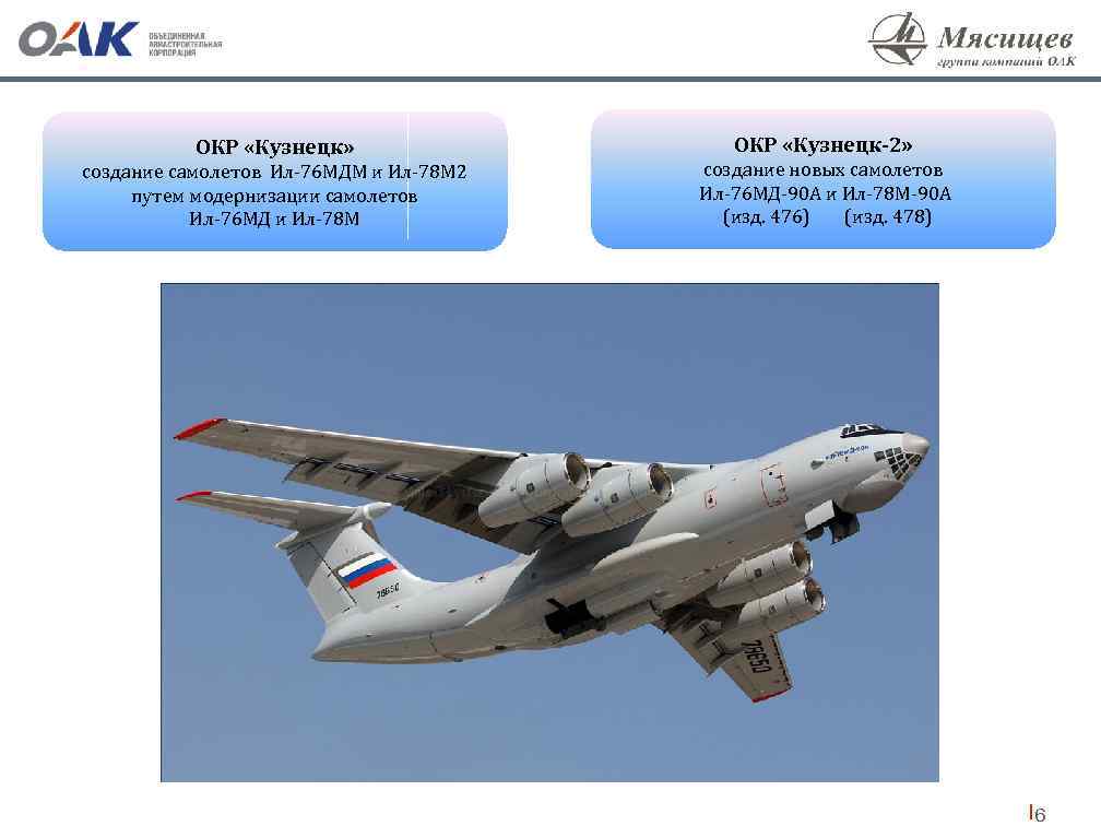 ОКР «Кузнецк» создание самолетов Ил-76 МДМ и Ил-78 М 2 путем модернизации самолетов Ил-76