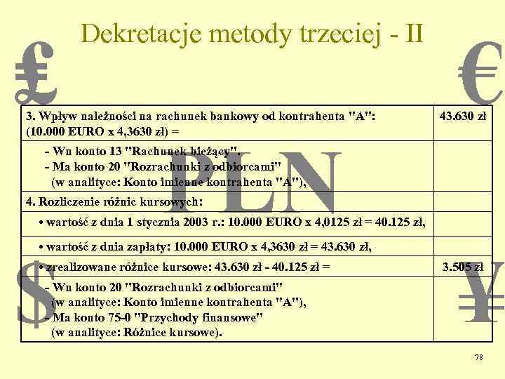 ₤ Dekretacje metody trzeciej - II 3. Wpływ należności na rachunek bankowy od kontrahenta