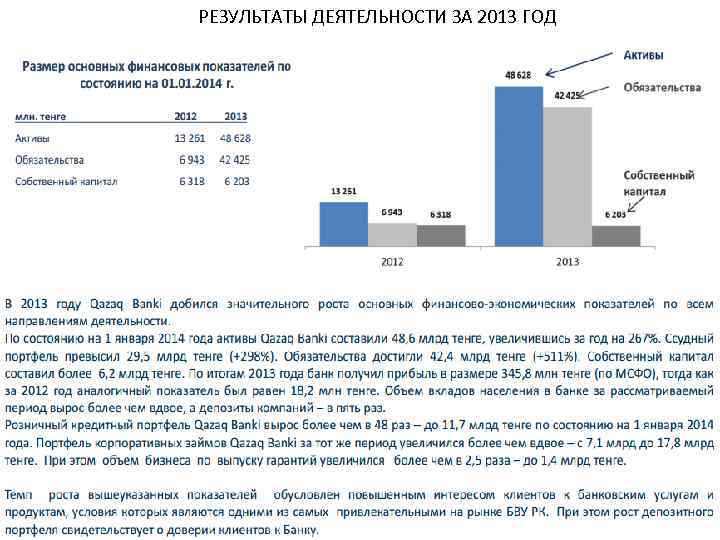 РЕЗУЛЬТАТЫ ДЕЯТЕЛЬНОСТИ ЗА 2013 ГОД 