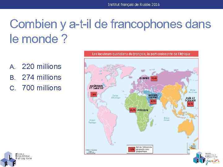 Institut français de Russie 2016 Combien y a-t-il de francophones dans le monde ?