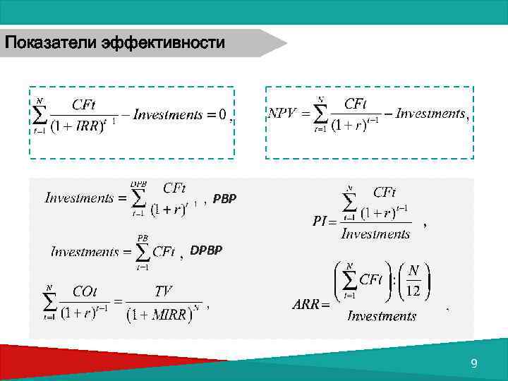 Показатели эффективности РВР DРВР 9 