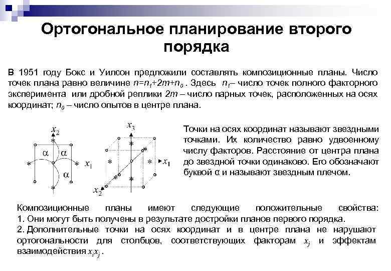 Композиционный план для построения модели второго порядка