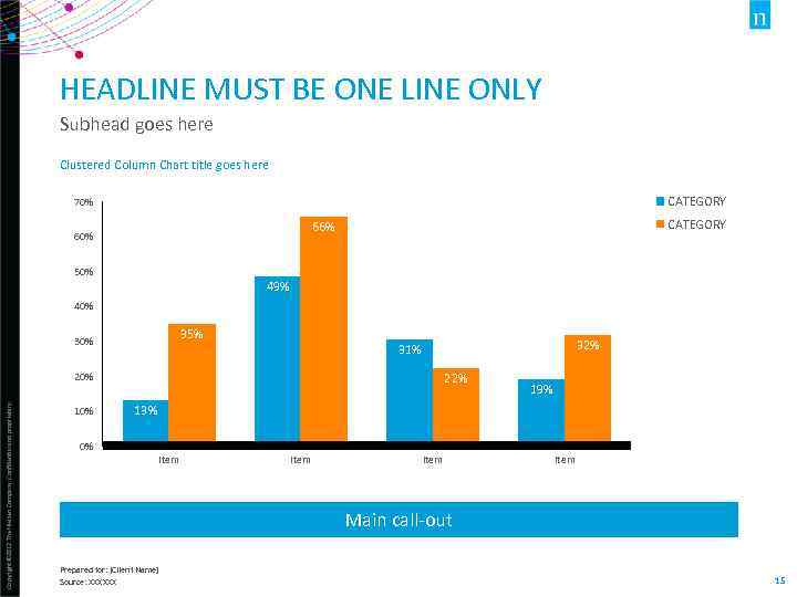 HEADLINE MUST BE ONE LINE ONLY Subhead goes here Clustered Column Chart title goes