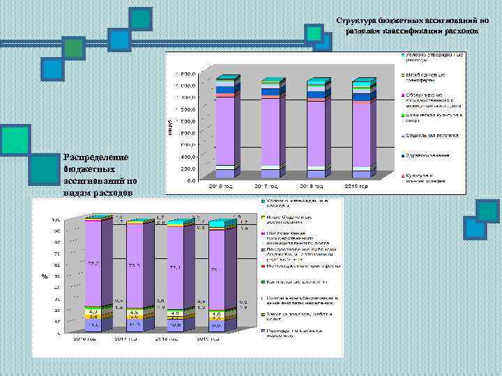 Структура бюджетных ассигнований по разделам классификации расходов Распределение бюджетных ассигнований по видам расходов 