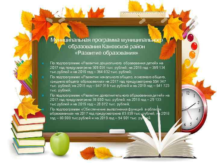 Муниципальная программа муниципального образования Каневской район «Развитие образования» n n По подпрограмме «Развитие дошкольного