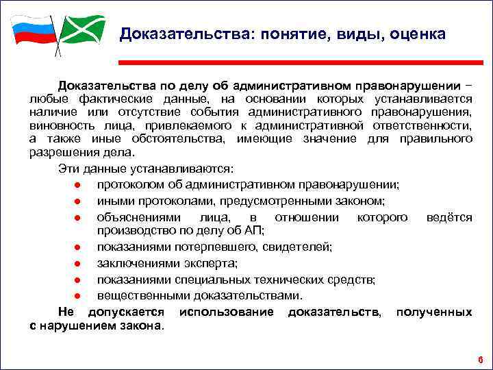 Доказательство административного правонарушения протокол