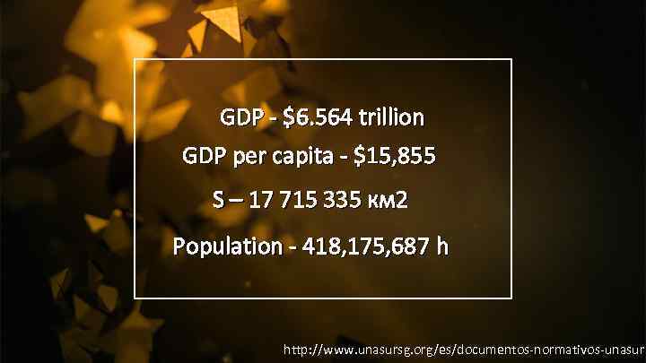 GDP - $6. 564 trillion GDP per capita - $15, 855 S – 17