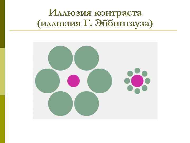 Иллюзия контраста (иллюзия Г. Эббингауза) 