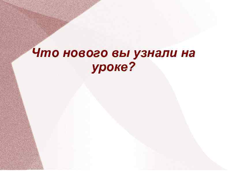 Что нового вы узнали на уроке? 