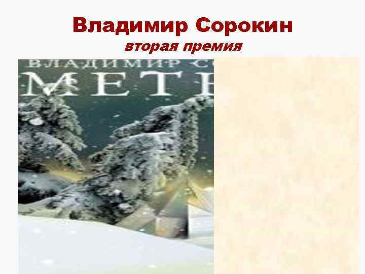 Владимир Сорокин вторая премия 