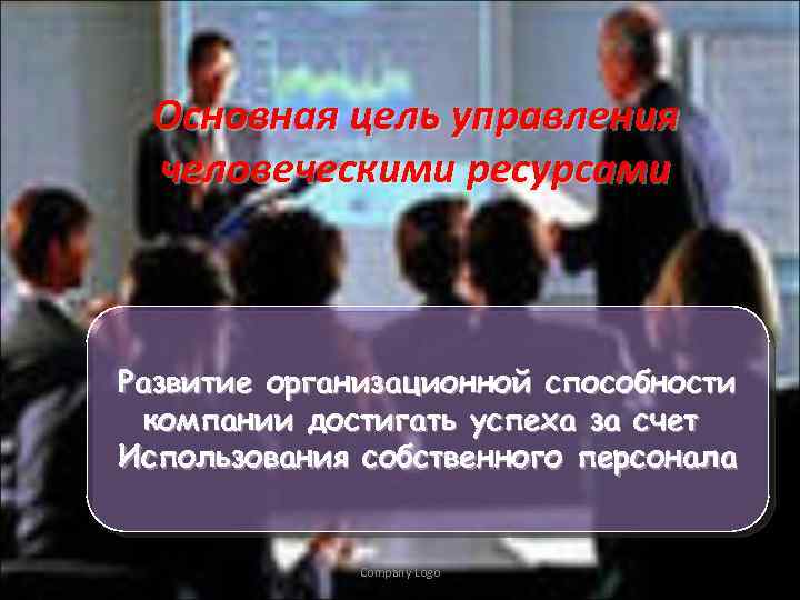 Основная цель управления человеческими ресурсами Развитие организационной способности компании достигать успеха за счет Использования
