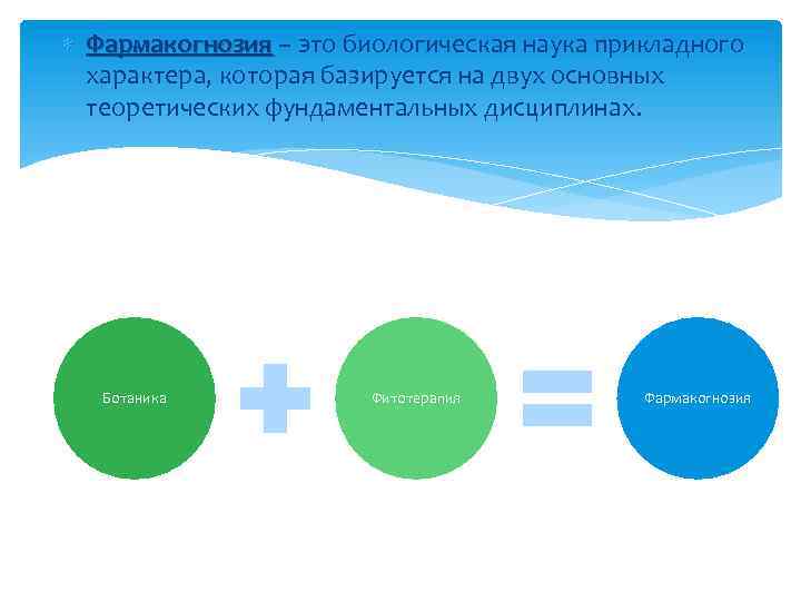  Фармакогнозия – это биологическая наука прикладного Фармакогнозия характера, которая базируется на двух основных