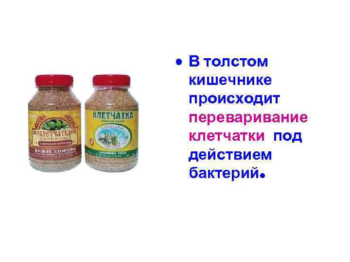  • В толстом кишечнике происходит переваривание клетчатки под действием бактерий. 