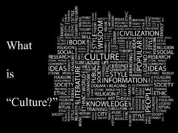 What is “Culture? ” 