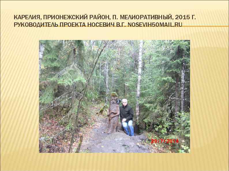 КАРЕЛИЯ, ПРИОНЕЖСКИЙ РАЙОН, П. МЕЛИОРАТИВНЫЙ, 2015 Г. РУКОВОДИТЕЛЬ ПРОЕКТА НОСЕВИЧ В. Г. NOSEVIH 50
