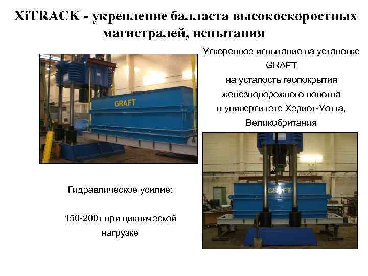 Xi. TRACK - укрепление балласта высокоскоростных магистралей, испытания Ускоренное испытание на установке GRAFT на