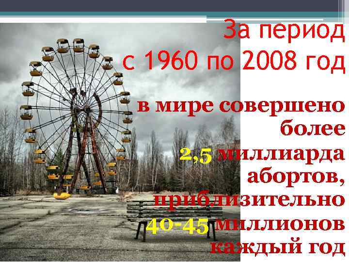 За период с 1960 по 2008 год в мире совершено более 2, 5 миллиарда