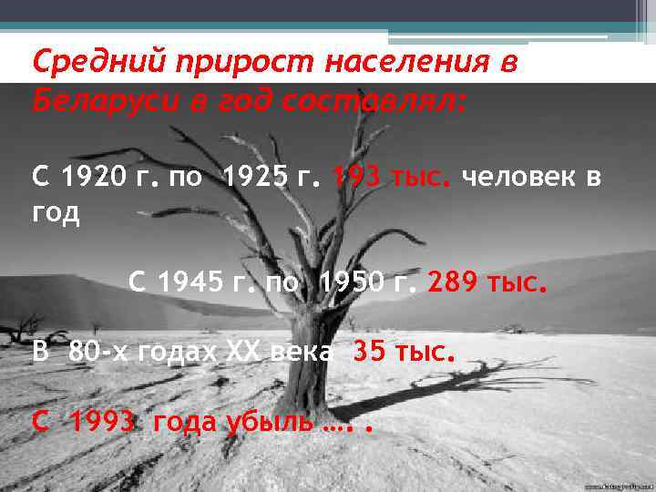 Средний прирост населения в Беларуси в год составлял: C 1920 г. по 1925 г.