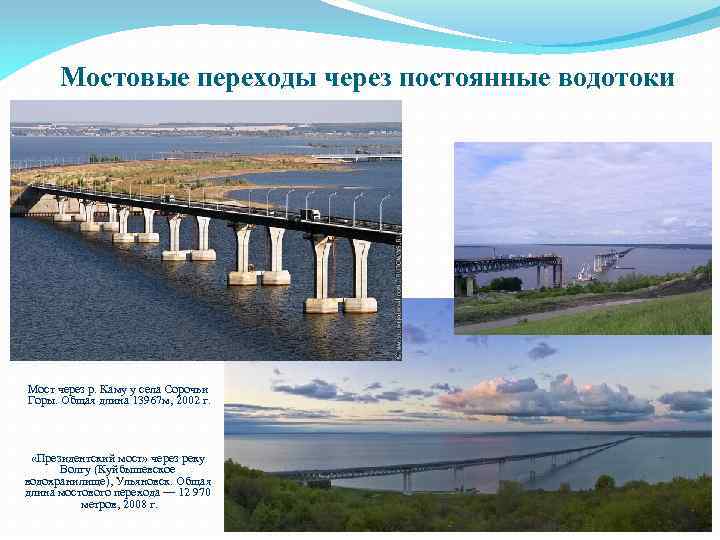 Мостовые переходы через постоянные водотоки Мост через р. Каму у села Сорочьи Горы. Общая