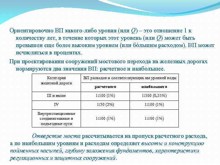 Ориентировочно ВП какого-либо уровня (или Q) – это отношение 1 к количеству лет, в