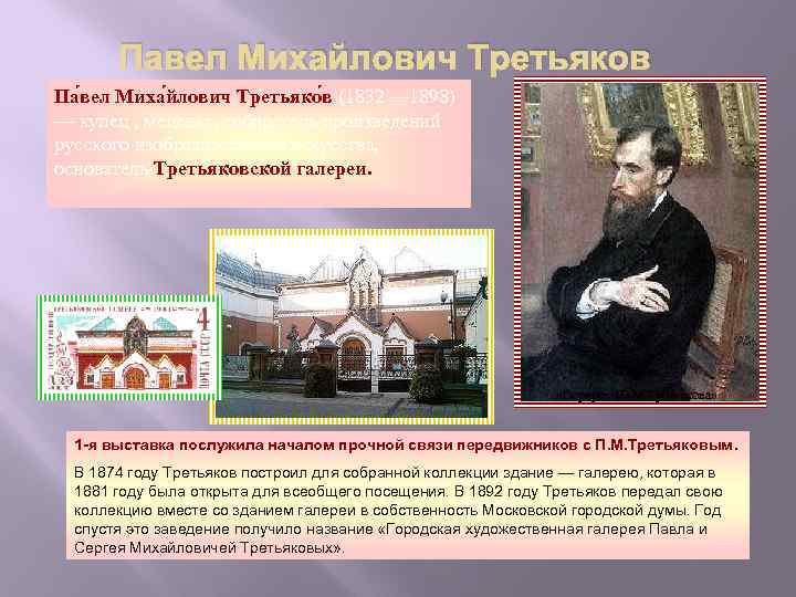 Известный русский меценат третьяков передал в дар г москве свою коллекцию картин