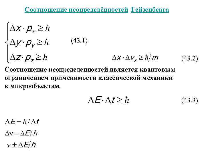 Соотношение неопределенностей гейзенберга презентация