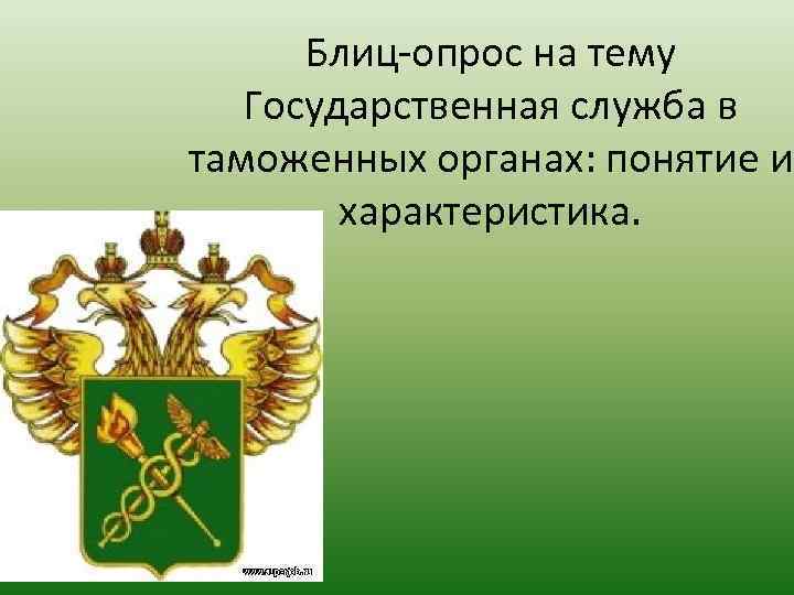 Блиц-опрос на тему Государственная служба в таможенных органах: понятие и характеристика. 