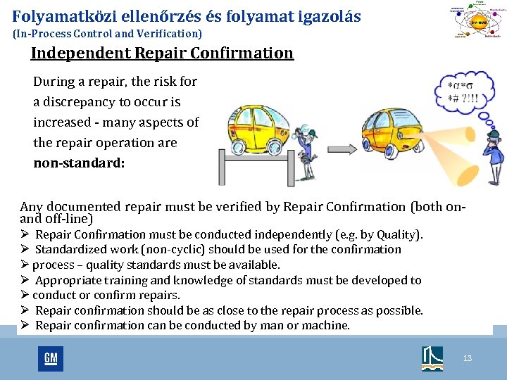 Folyamatközi ellenőrzés és folyamat igazolás (In-Process Control and Verification) Independent Repair Confirmation During a