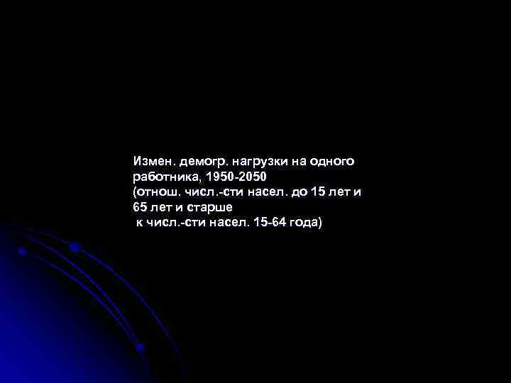 Измен. демогр. нагрузки на одного работника, 1950 2050 (отнош. числ. сти насел. до 15