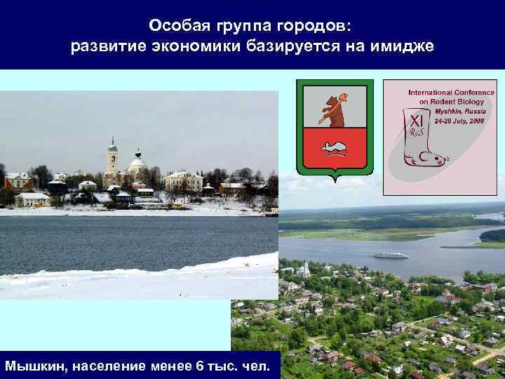 Особая группа городов: развитие экономики базируется на имидже Мышкин, население менее 6 тыс. чел.