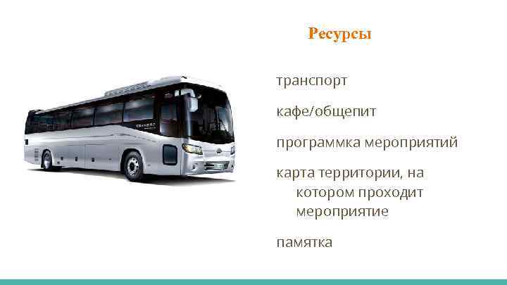 Ресурсы транспорт кафе/общепит программка мероприятий карта территории, на котором проходит мероприятие памятка 