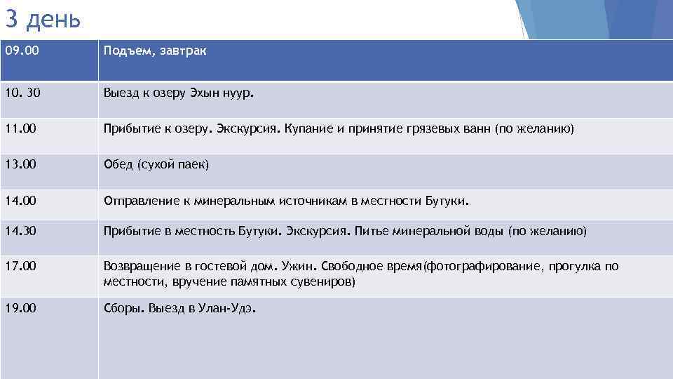3 день 09. 00 Подъем, завтрак 10. 30 Выезд к озеру Эхын нуур. 11.