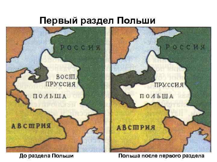 Первый раздел Польши До раздела Польши Польша после первого раздела 