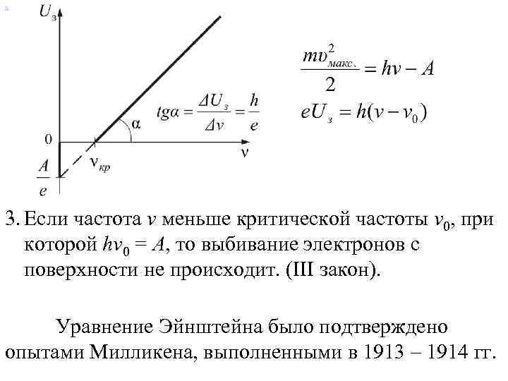 х 3. Если частота ν меньше критической частоты ν 0, при которой hν 0