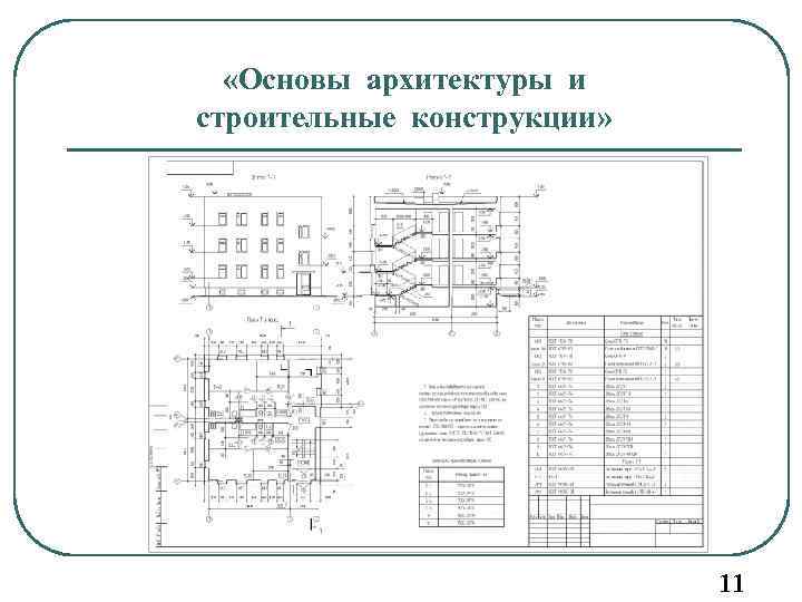  «Основы архитектуры и строительные конструкции» 11 