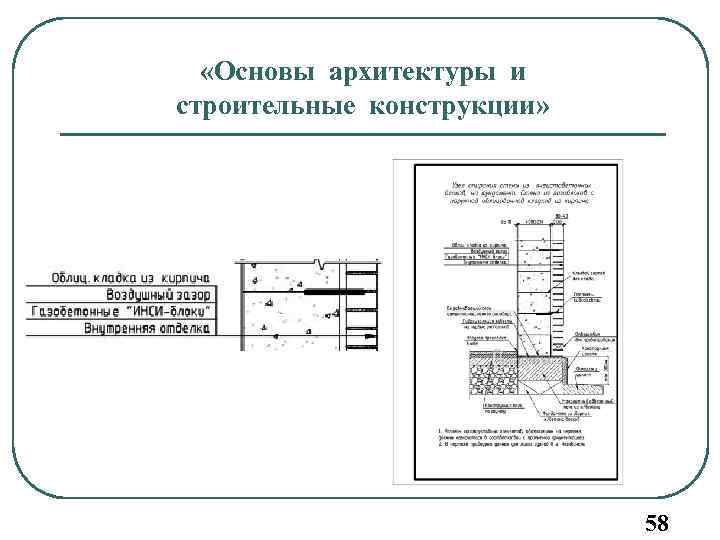 «Основы архитектуры и строительные конструкции» 58 