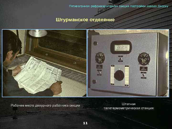 Пятивагонная рефрижераторная секция постройки завода Дессау Штурманское отделение Штатная телетермометрическая станция Рабочее место дежурного