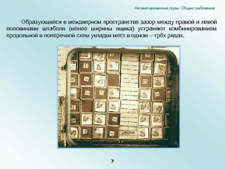 Непакетированные грузы. Общие требования Образующийся в междверном пространстве зазор между правой и левой половинами