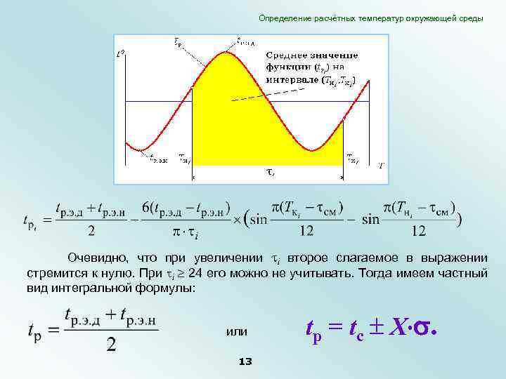 Определение расчётных температур окружающей среды Очевидно, что при увеличении i второе слагаемое в выражении