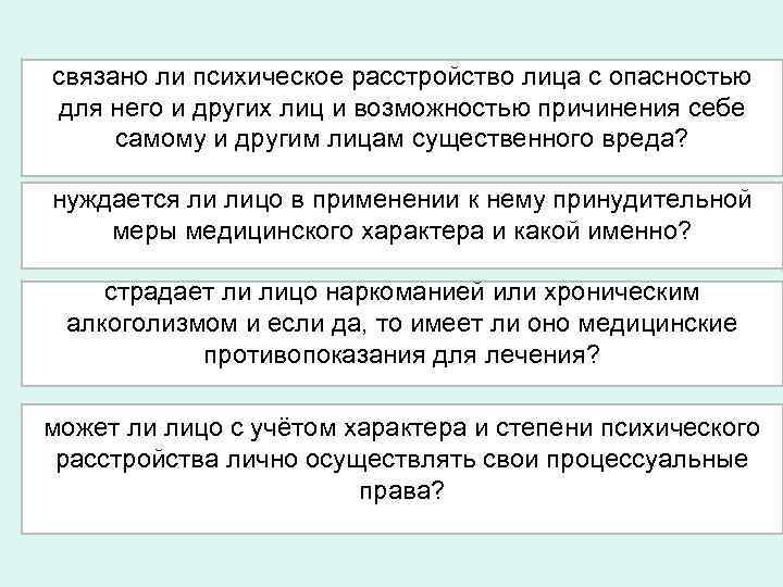 связано ли психическое расстройство лица с опасностью для него и других лиц и возможностью