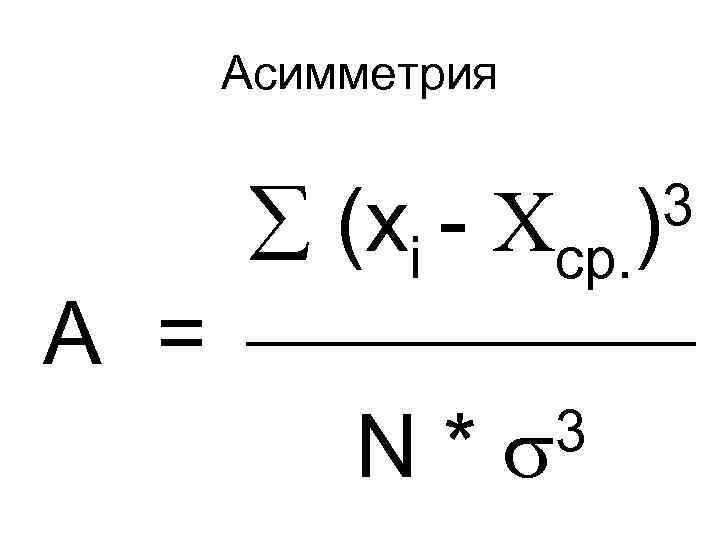 Асимметрия (xi - ср. A = 3 N* 3 ) 