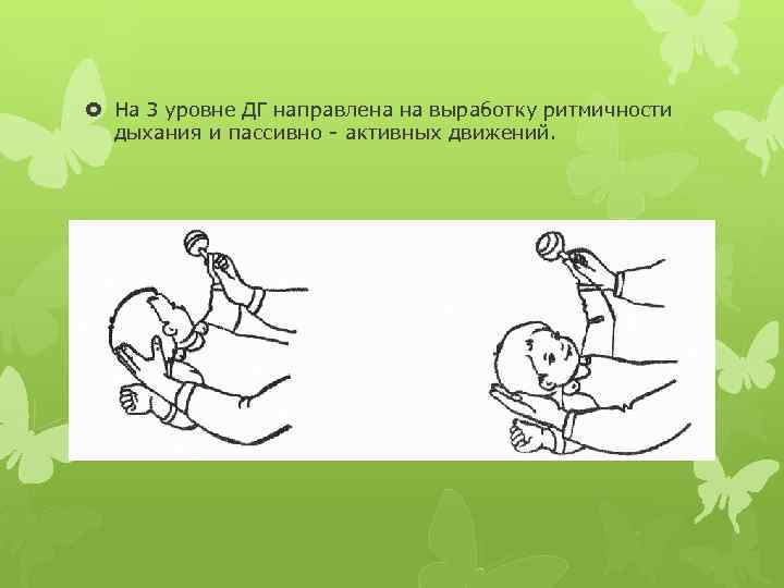  На 3 уровне ДГ направлена на выработку ритмичности дыхания и пассивно - активных