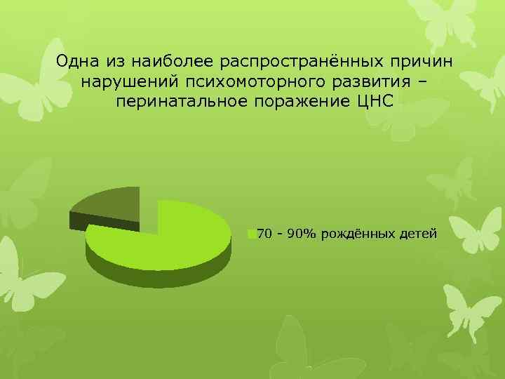 Одна из наиболее распространённых причин нарушений психомоторного развития – перинатальное поражение ЦНС 70 -